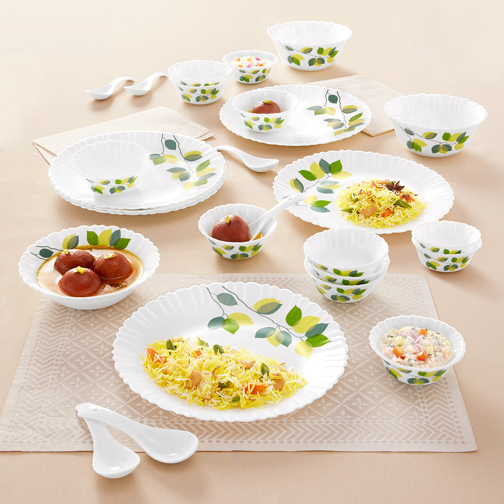 Larah Green Leaves 27 pc Dinner Set