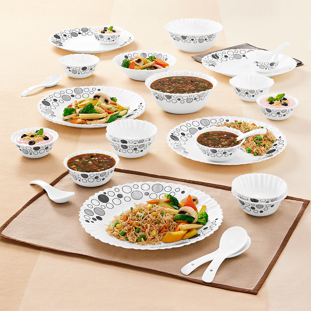 Larah by Borosil, Luna Dinner Set 27 pc Set: Serves 6