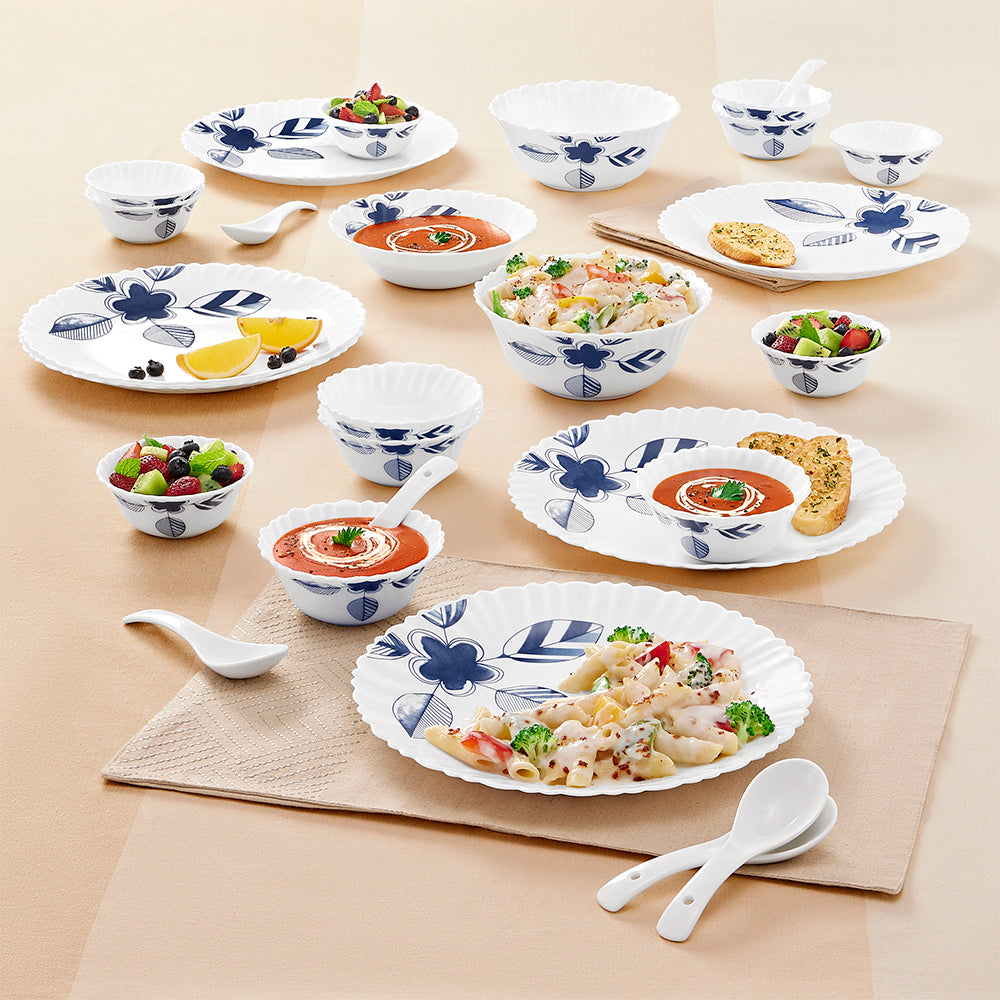 Larah by Borosil Morning Glory 27 pc Dinner Set 27 pc Set: Serves 6