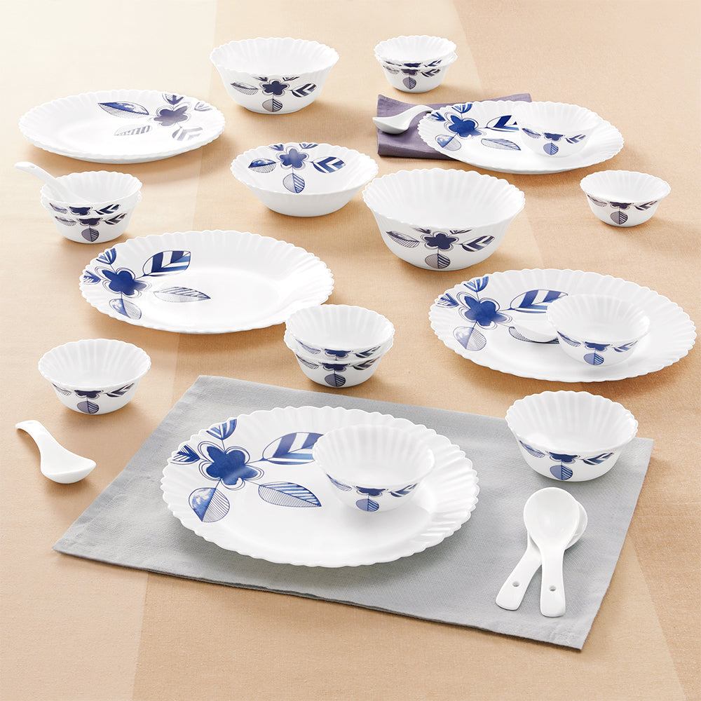 Larah by Borosil Morning Glory 27 pc Dinner Set 27 pc Set: Serves 6