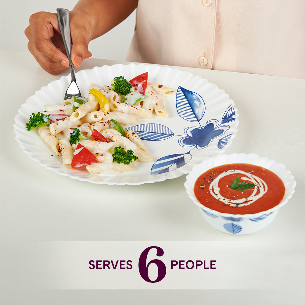 Larah by Borosil Morning Glory 27 pc Dinner Set 27 pc Set: Serves 6