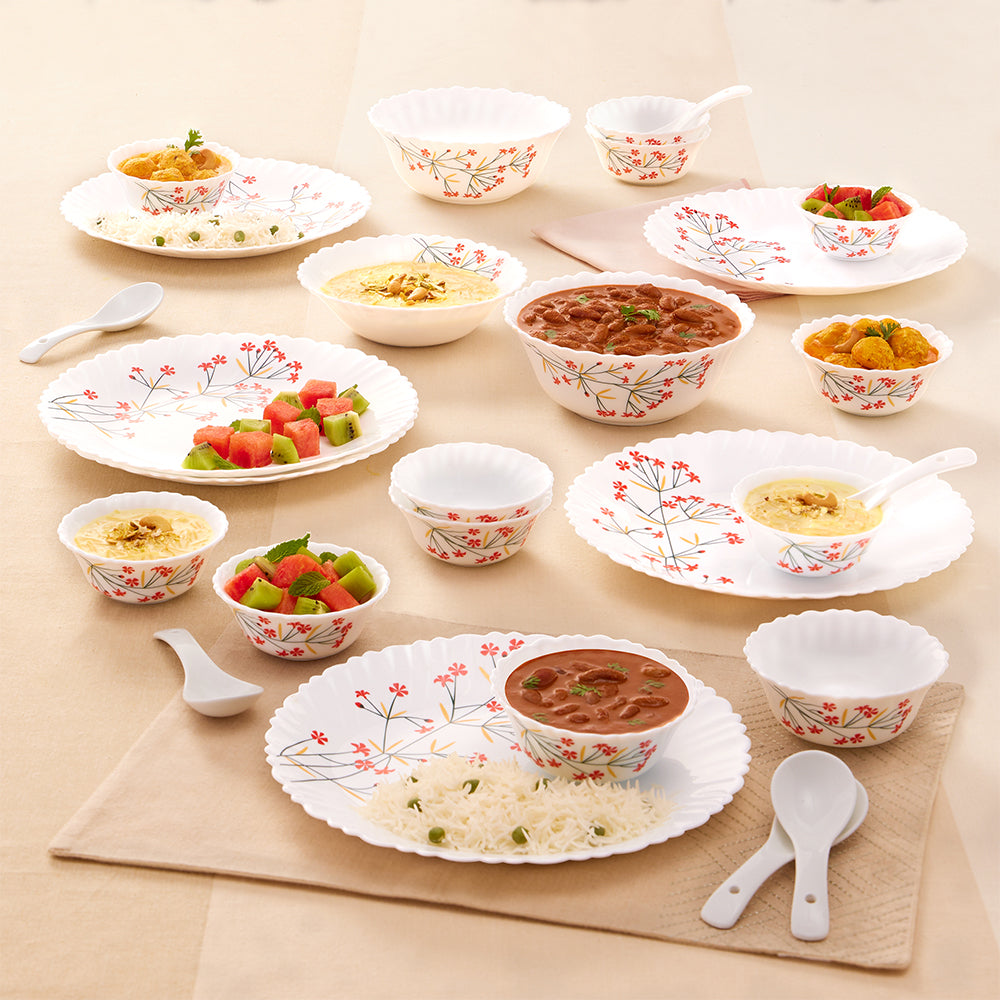 Larah Red Bud 27 pc Dinner Set