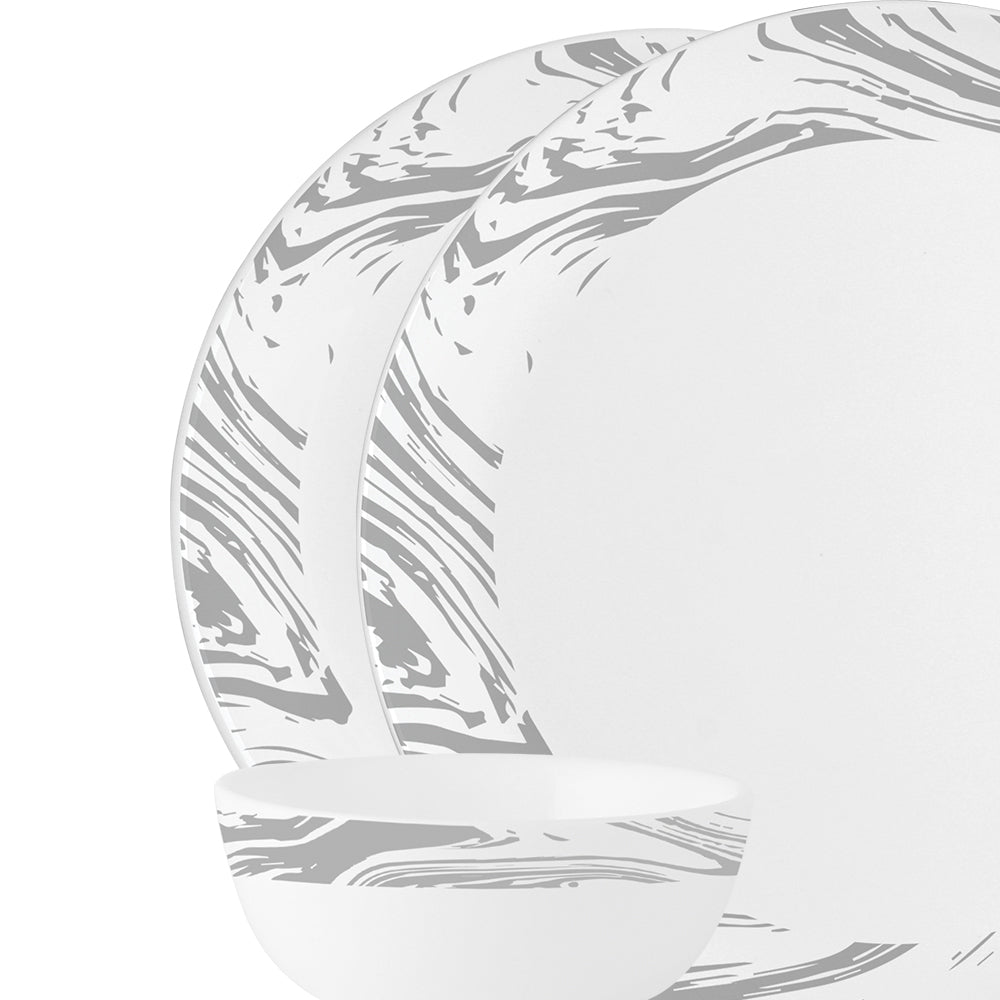 Larah by Borosil, Marble Dinner Set 33 pc Set: Serves 6