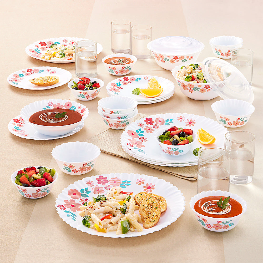 Larah by Borosil Ayana 35 pc Dinner Set w Vision Glass 35 pc Set: Serves 6