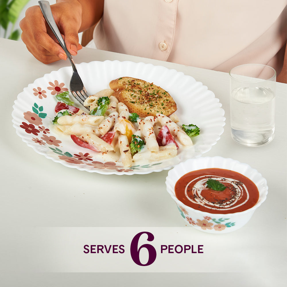 Larah by Borosil Ayana 35 pc Dinner Set w Vision Glass 35 pc Set: Serves 6
