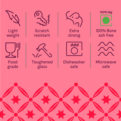 Larah by Borosil Blue Eve 35 pc Dinner Set w Vision Glass 35 pc Set: Serves 6