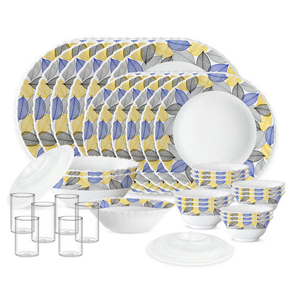 Larah by Borosil Kora 35 pc Dinner Set w Vision Glass 35 pc Set: Serves 6