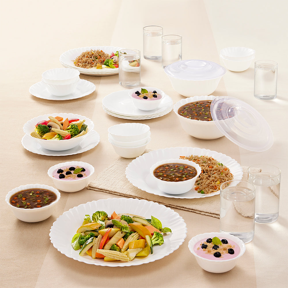 Larah by Borosil, Brand Logo Dinner Set 35 pc Set: Serves 6