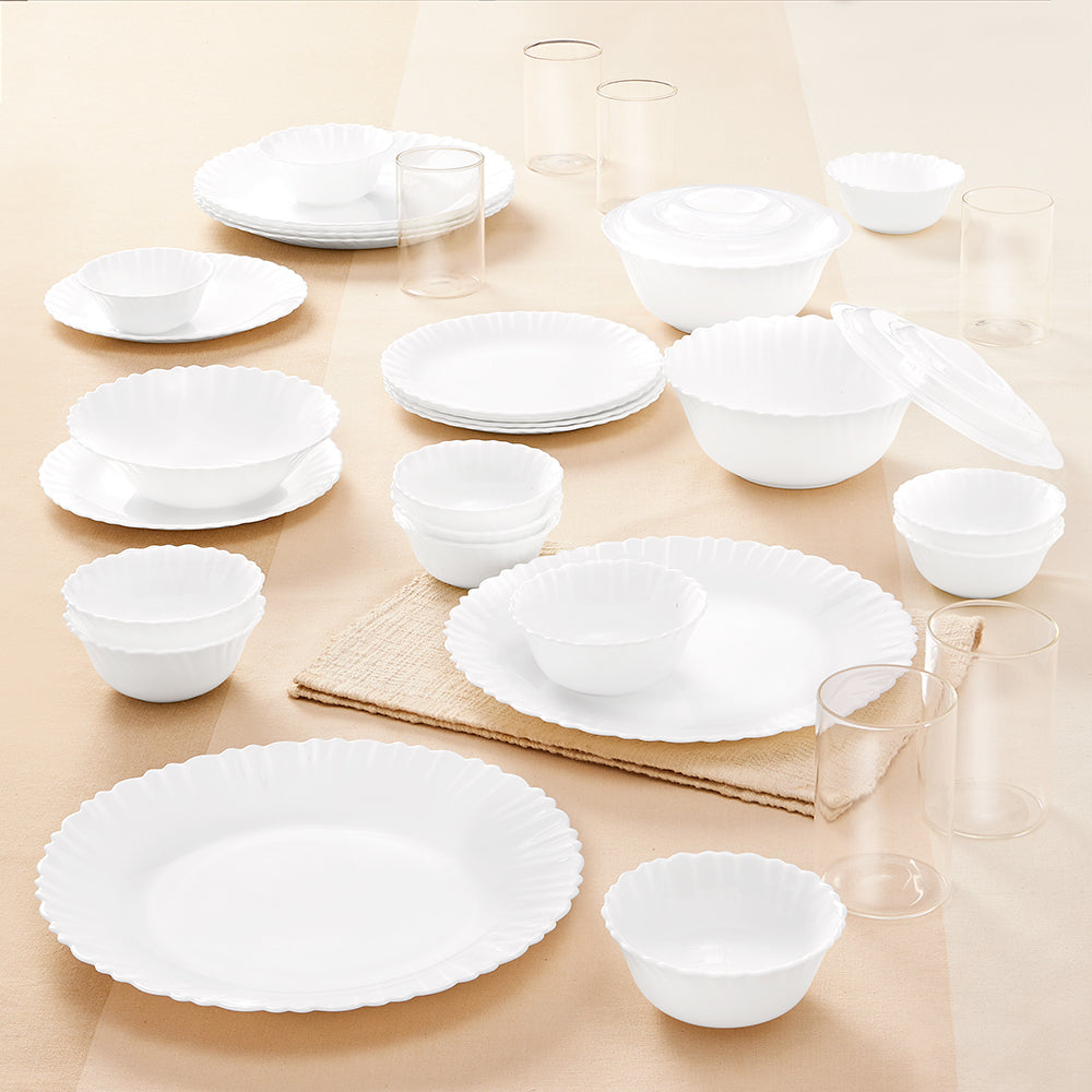 Larah by Borosil, Brand Logo Dinner Set 35 pc Set: Serves 6