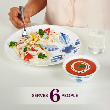 Larah by Borosil Morning Glory 35 pc Dinner Set w Vision Glass 35 pc Set: Serves 6