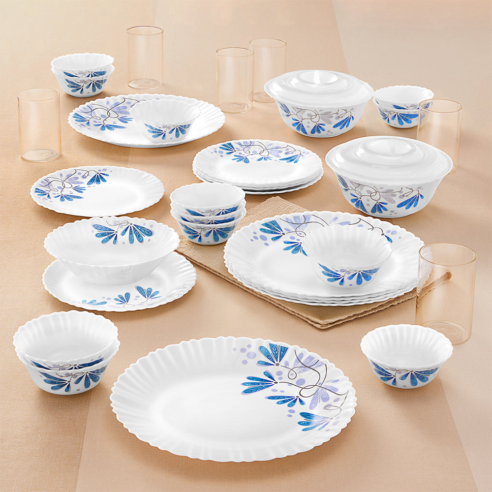 Larah by Borosil Twilight 35 pc Dinner Set w Vision Glass 35 pc Set: Serves 6