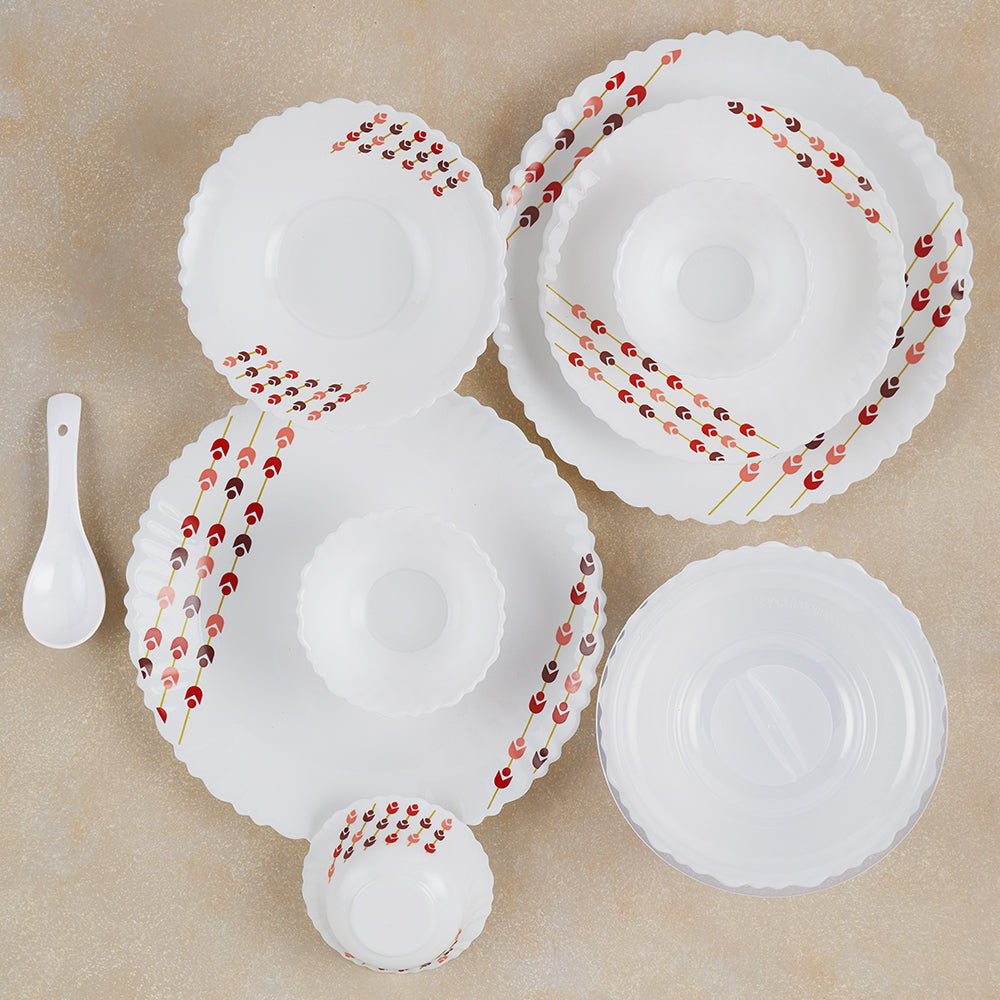 Larah by Borosil, Berry Bliss Dinner Set 35 pc Set: Serves 6