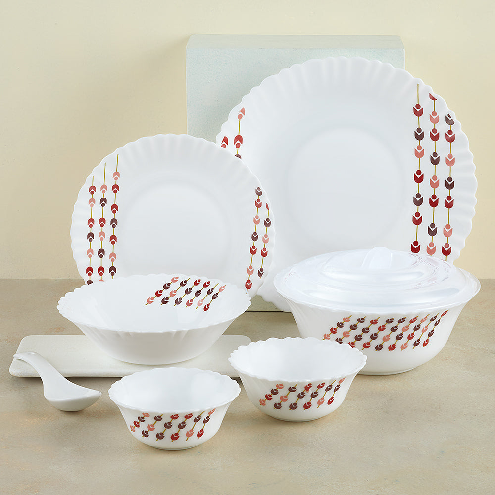 Larah by Borosil, Berry Bliss Dinner Set 35 pc Set: Serves 6
