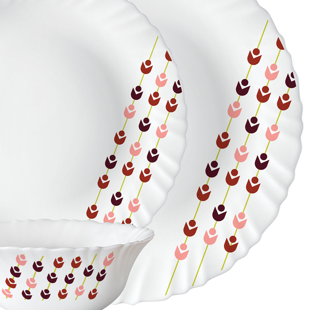 Larah by Borosil, Berry Bliss Dinner Set 35 pc Set: Serves 6