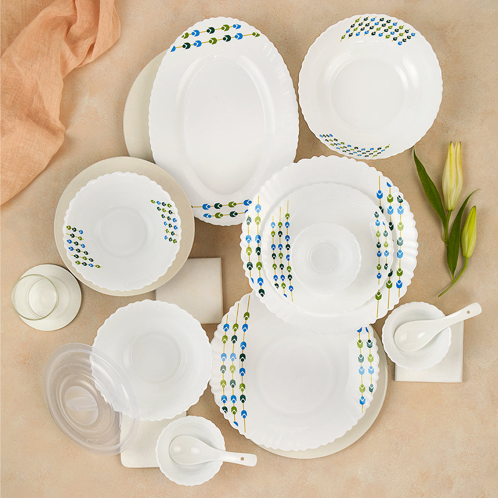 Larah by Borosil, Betel Dinner Set 35 pc Set: Serves 6