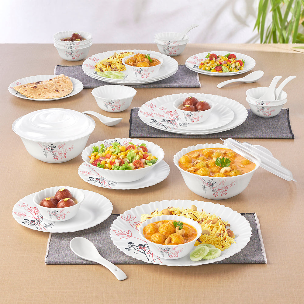 Larah by Borosil, Aspen Dinner Set 35 pc Set: Serves 6 (Option 2)