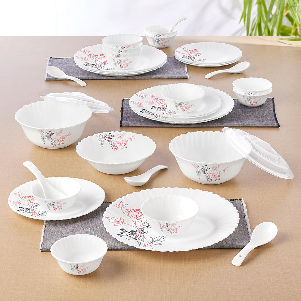 Larah by Borosil, Aspen Dinner Set 35 pc Set: Serves 6 (Option 2)