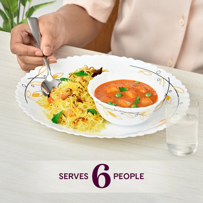 Larah by Borosil, Bella Dinner Set 35 pc Set: Serves 6 (Option 3)
