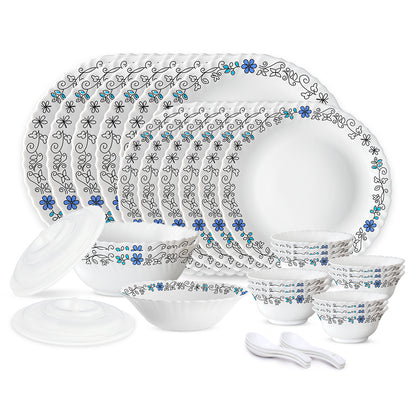 Larah by Borosil Blue Iris 35 pc Dinner Set 35 pc Set: Serves 6