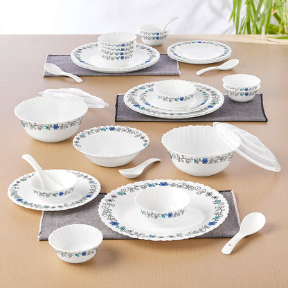 Larah by Borosil Blue Iris 35 pc Dinner Set 35 pc Set: Serves 6