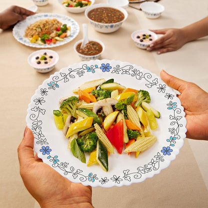 Larah by Borosil Blue Iris 35 pc Dinner Set 35 pc Set: Serves 6