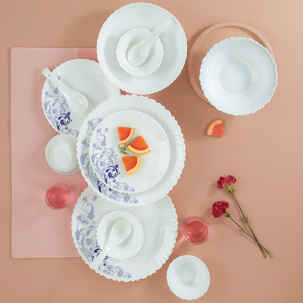 Larah by Borosil Blue Eve 35 pc Dinner Set 35 pc Set: Serves 6