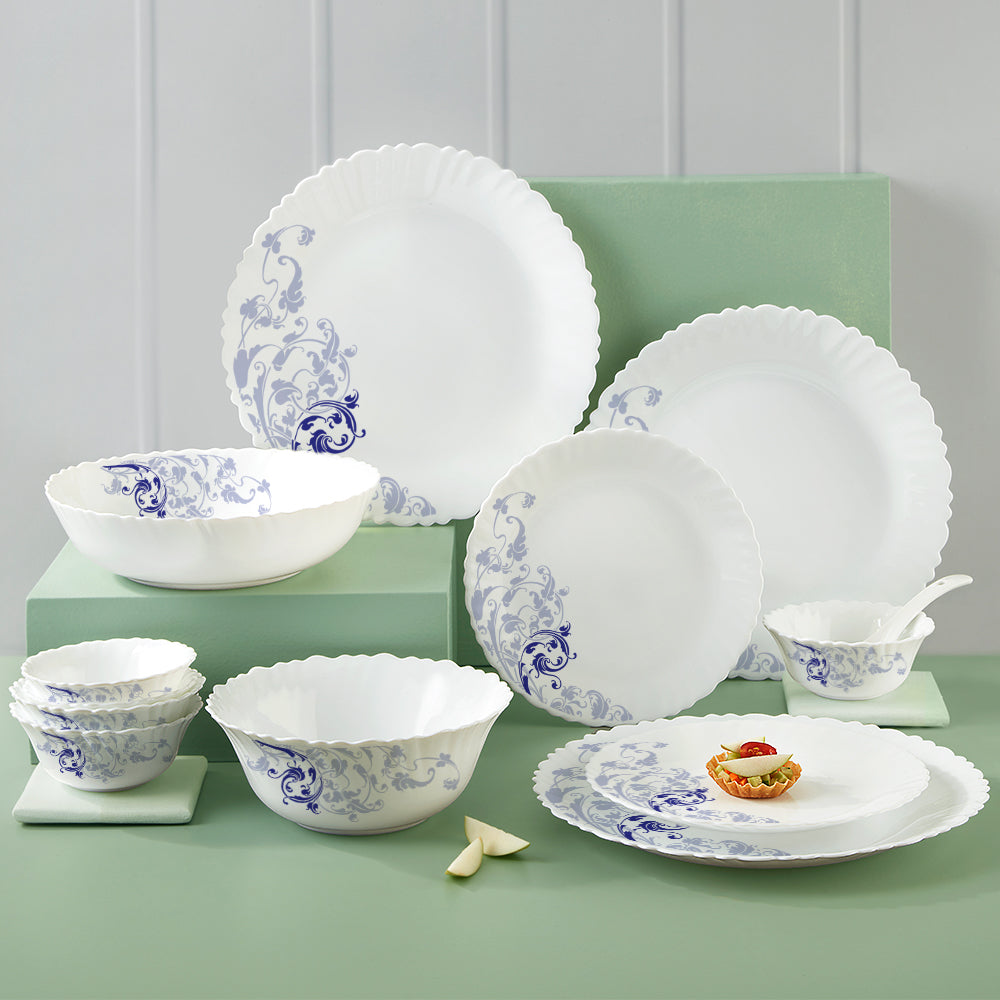 Larah by Borosil Blue Eve 35 pc Dinner Set 35 pc Set: Serves 6