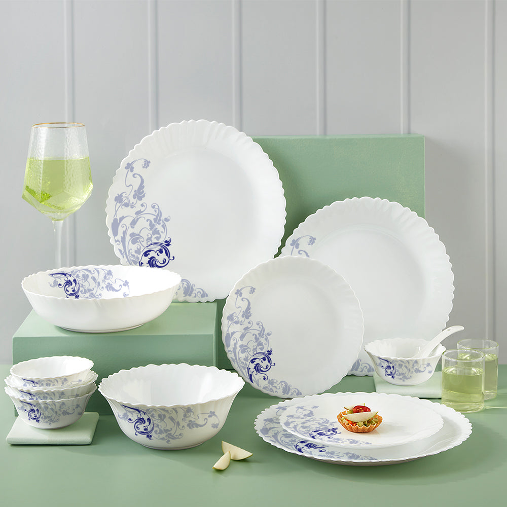Larah by Borosil Blue Eve 35 pc Dinner Set 35 pc Set: Serves 6