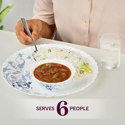 Larah by Borosil Blue Eve 35 pc Dinner Set 35 pc Set: Serves 6