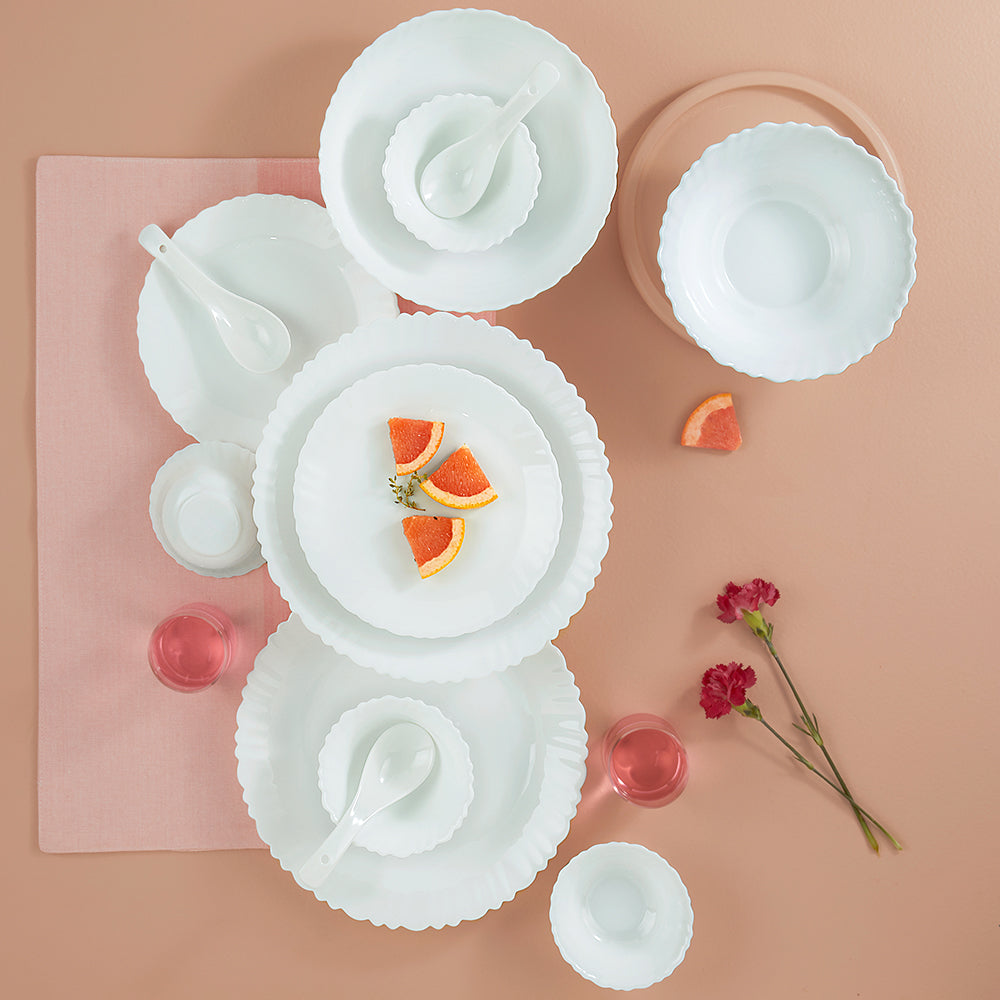 Larah by Borosil, Brand Logo Dinner Set 35 pc Set: Serves 6 (Option 2)