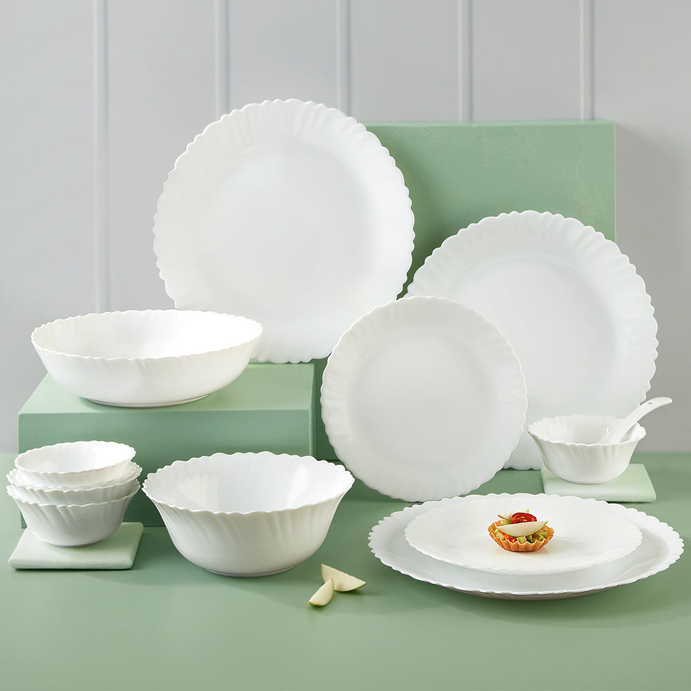 Larah by Borosil, Brand Logo Dinner Set 35 pc Set: Serves 6 (Option 2)