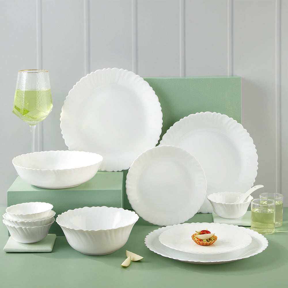 Larah by Borosil, Brand Logo Dinner Set 35 pc Set: Serves 6 (Option 2)