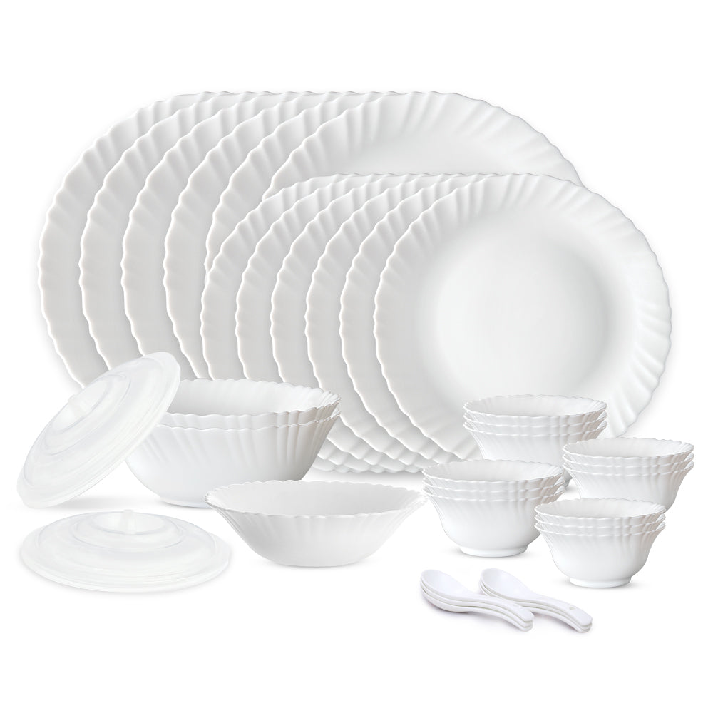 Larah by Borosil, Brand Logo Dinner Set 35 pc Set: Serves 6 (Option 2)
