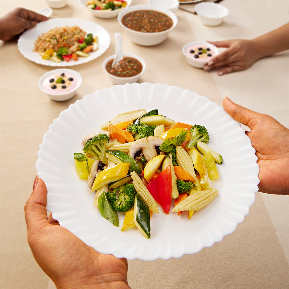 Larah by Borosil, Brand Logo Dinner Set 35 pc Set: Serves 6 (Option 2)