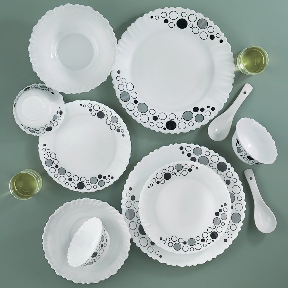 Larah by Borosil, Luna Dinner Set 35 pc Set: Serves 6 (Option 3)