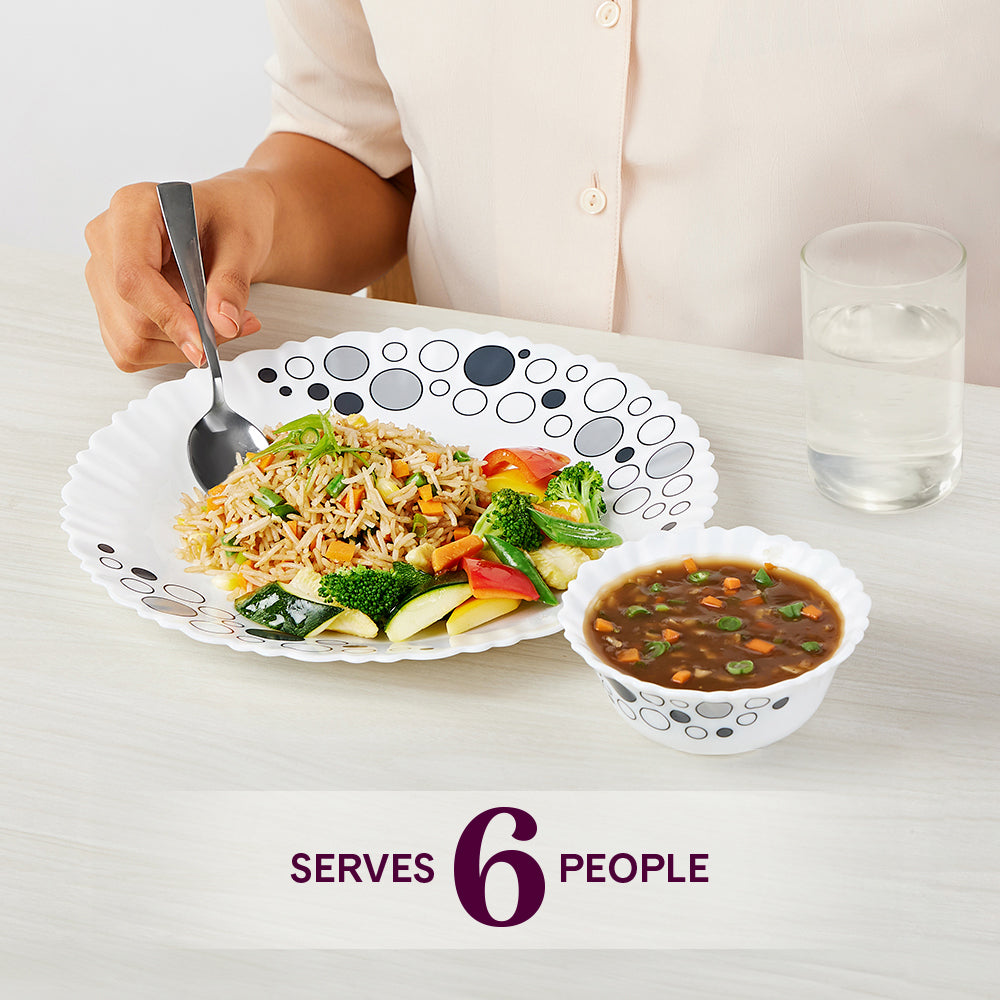 Larah by Borosil, Luna Dinner Set 35 pc Set: Serves 6 (Option 3)