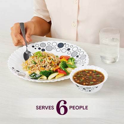 Larah by Borosil, Luna Dinner Set 35 pc Set: Serves 6 (Option 3)