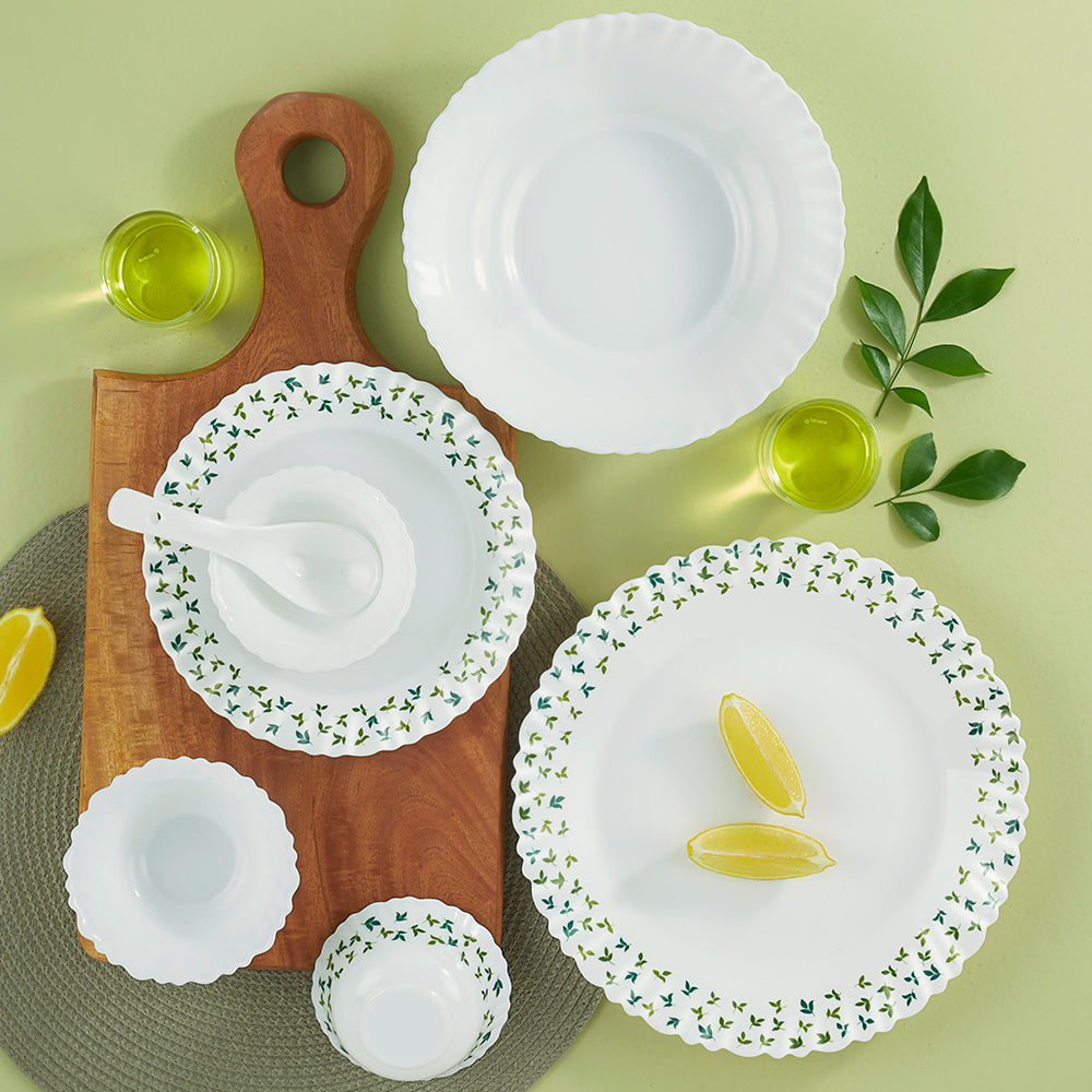 Larah by Borosil Sage 35 pc Dinner Set 35 pc Set: Serves 6