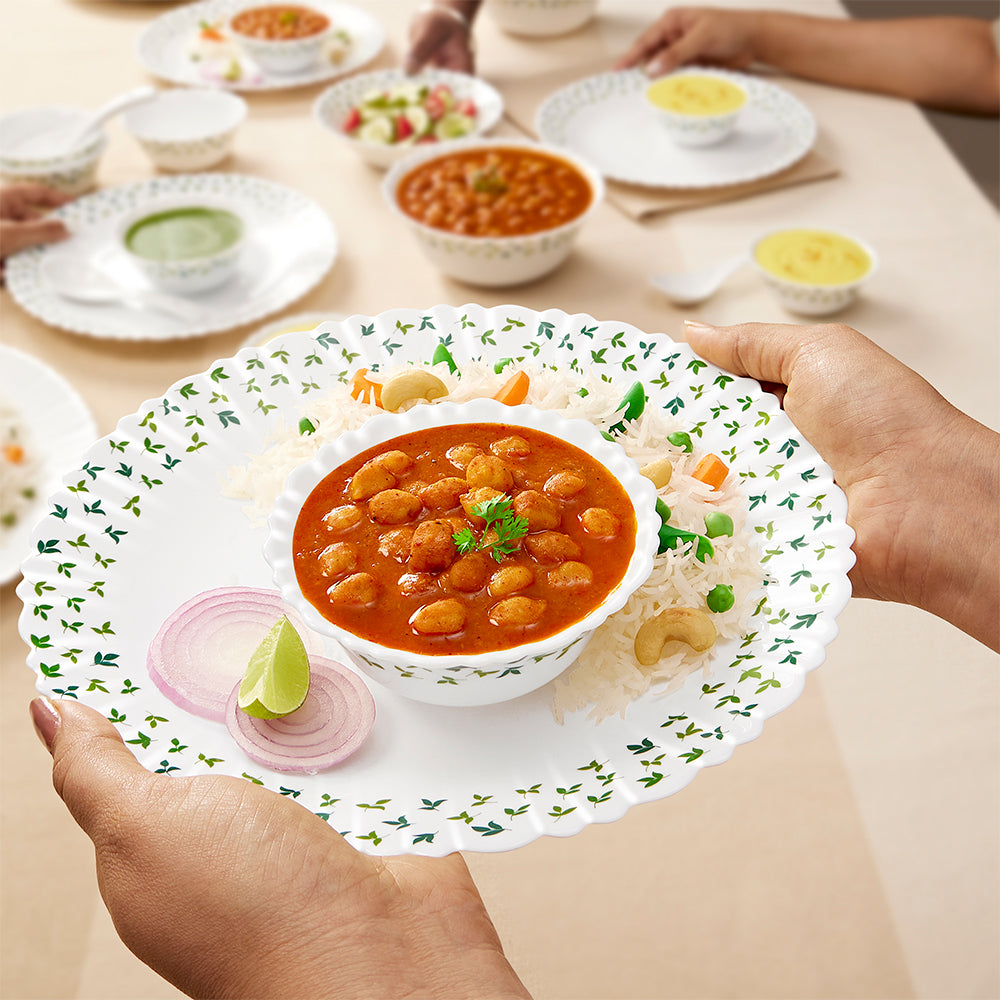 Larah by Borosil Sage 35 pc Dinner Set 35 pc Set: Serves 6