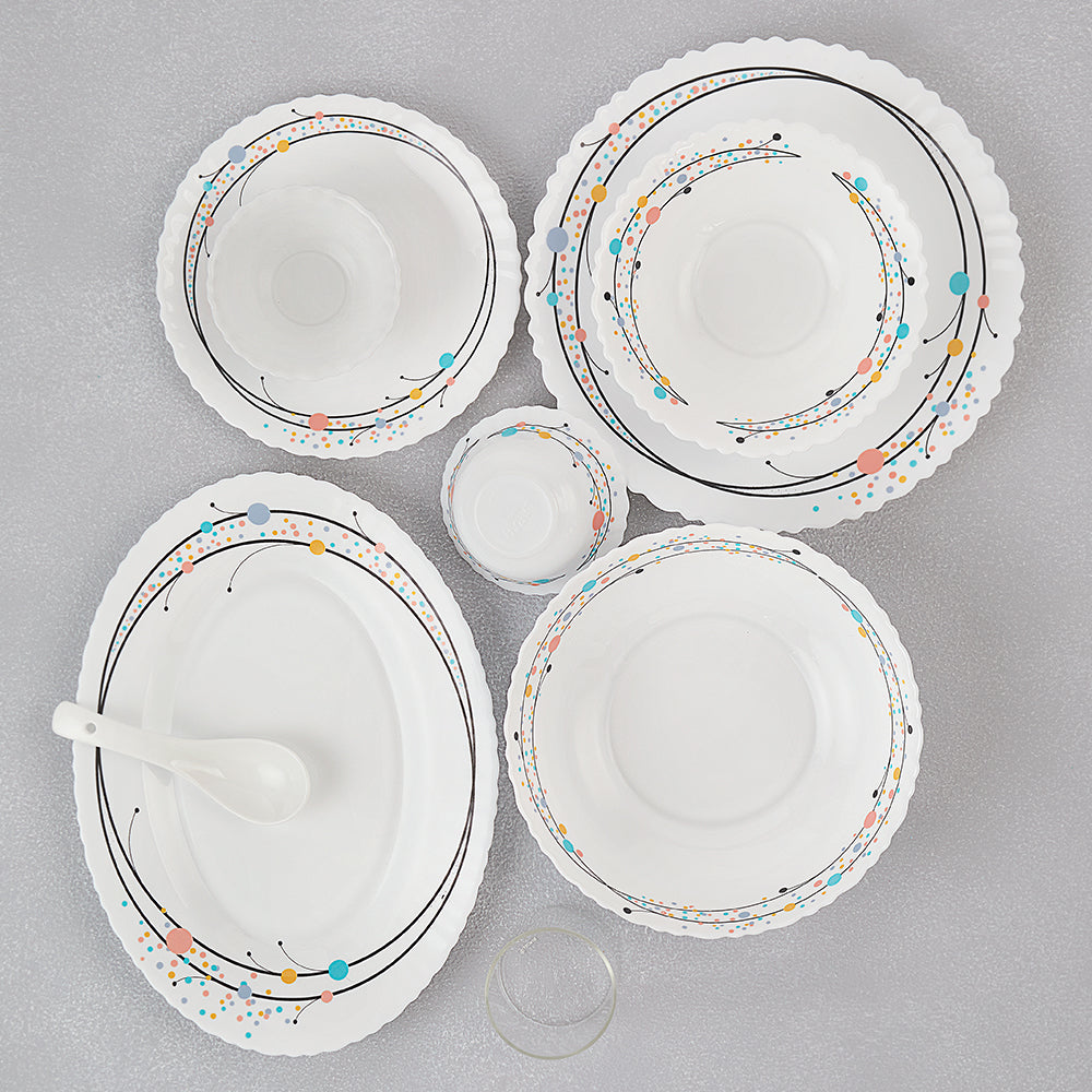 Larah by Borosil, Swirl Dinner Set 37 pc Set: Serves 6