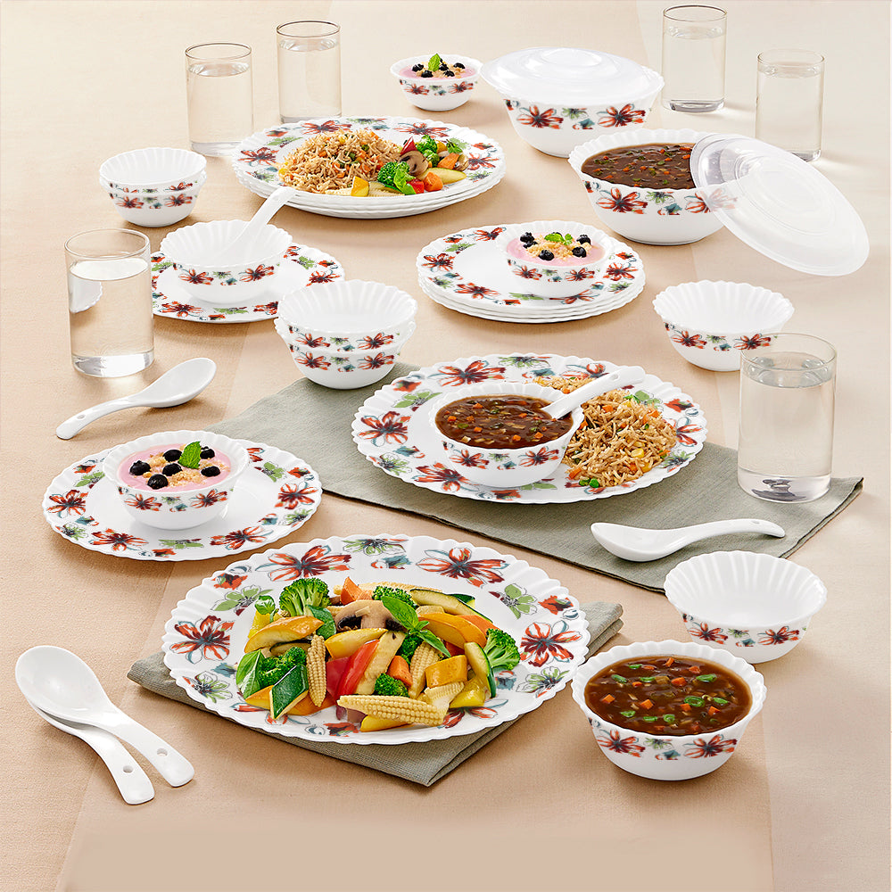 Larah by Borosil Bali 40 pc Dinner Set 40 pc Set: Serves 6