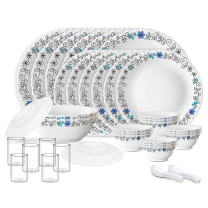 Larah by Borosil Blue Iris 40 pc Dinner Set 40 pc Set: Serves 6