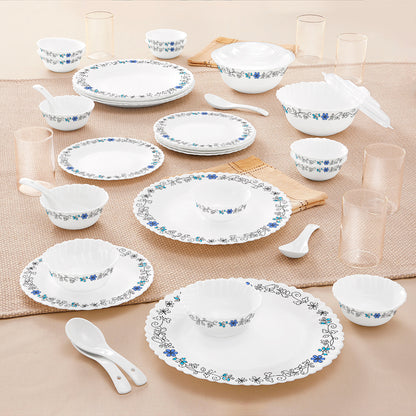 Larah by Borosil Blue Iris 40 pc Dinner Set 40 pc Set: Serves 6