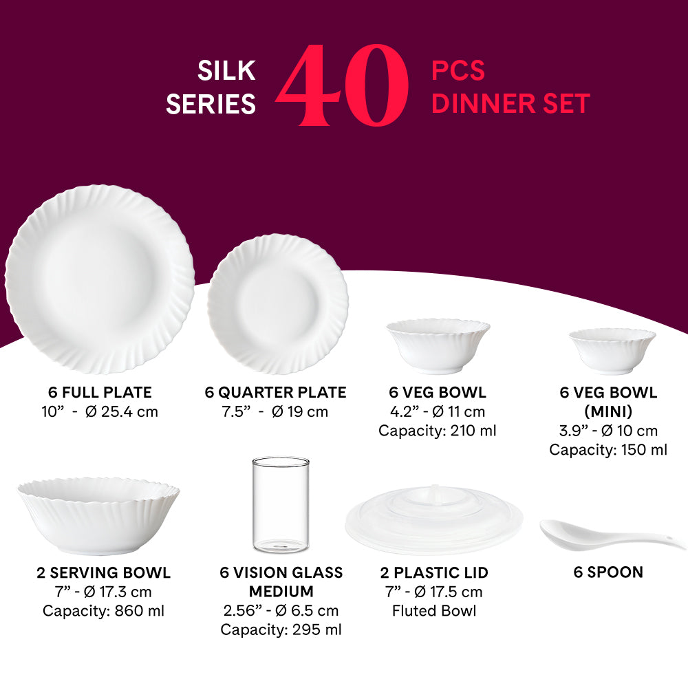 Larah by Borosil Blue Iris 40 pc Dinner Set 40 pc Set: Serves 6