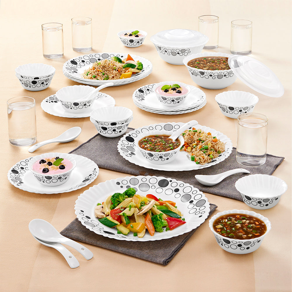 Larah by Borosil Luna 40 pc Dinner Set 40 pc Set: Serves 6