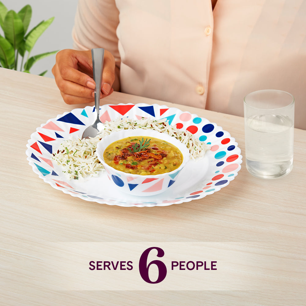 Larah by Borosil Speckle 40 pc Dinner Set 40 pc Set: Serves 6