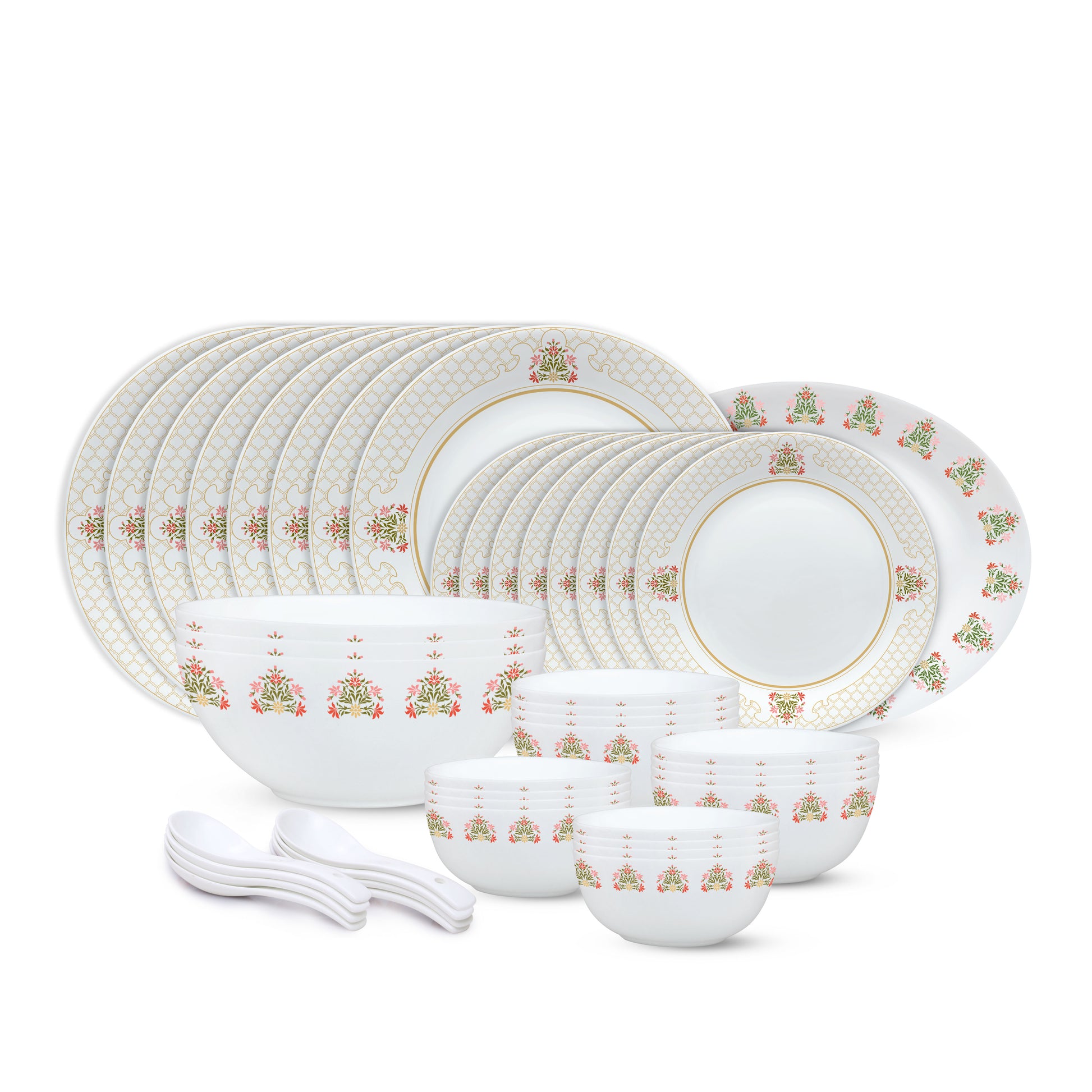 Larah by Borosil, Shalimar Dinner Set 44 pc Set: Serves 8 (Option 2)