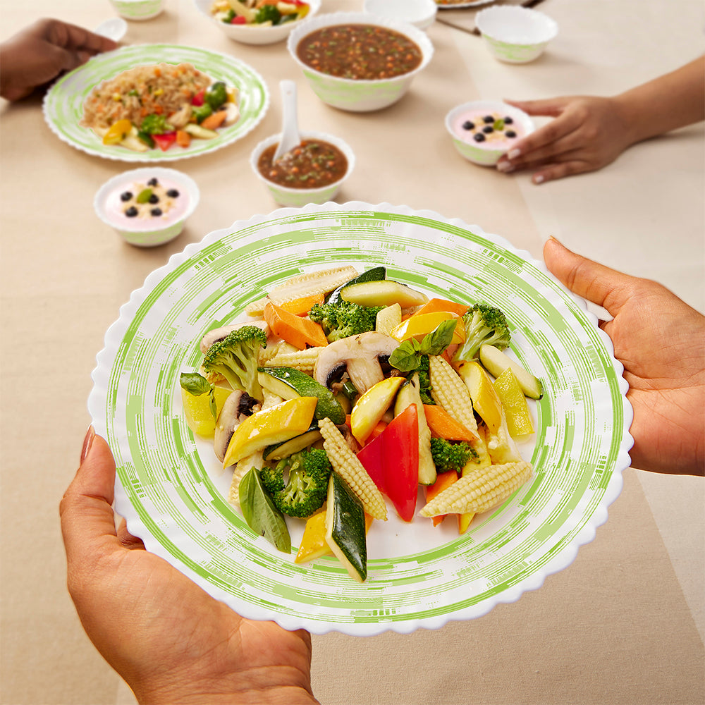 Larah by Borosil Aura 47 pc Dinner Set 47 pc Set: Serves 6