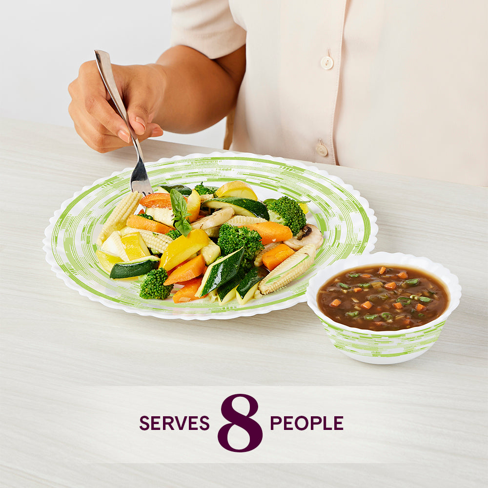 Larah by Borosil Aura 47 pc Dinner Set 47 pc Set: Serves 6