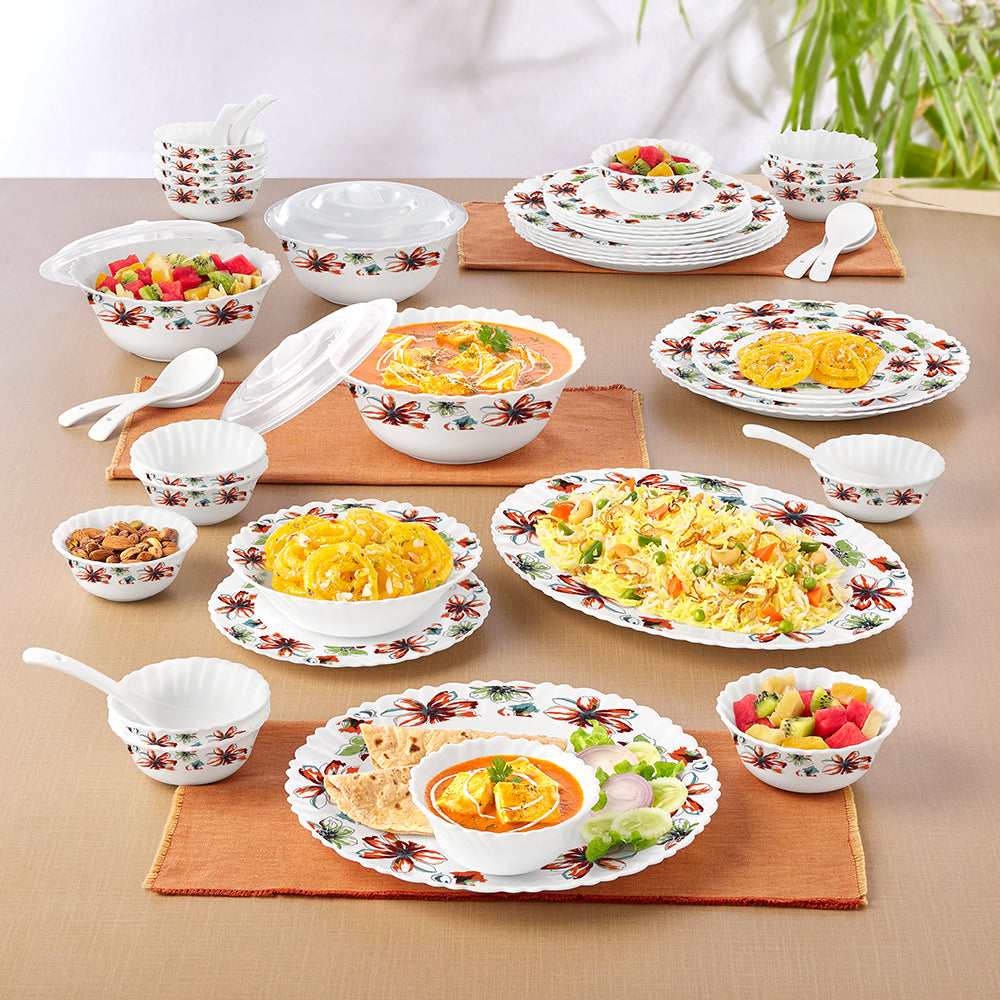 Larah by Borosil Bali 47 pc Dinner Set 47 pc Set: Serves 6